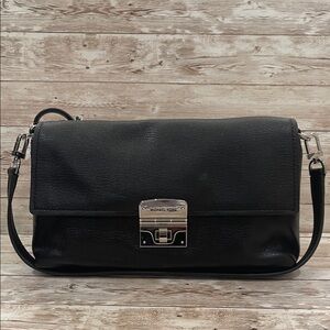 Michael Kors Black Messenger Bag with Silver Hardware
